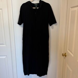 Lauren Ralph Lauren zip up nightwear night shirt size XL loungewear black hood